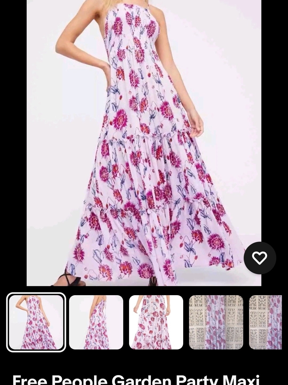 Free People Lavender Pink Floral Tiered Maxi Dress